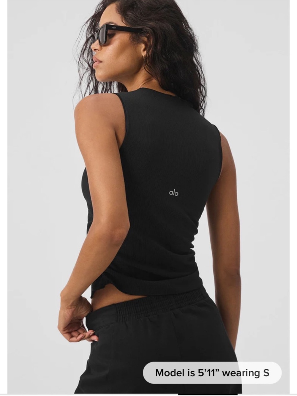 Alo Yoga Black Ribbed En Pointe Tank Top Small